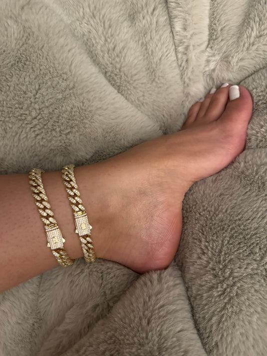 Iced Cuban Anklet-gold