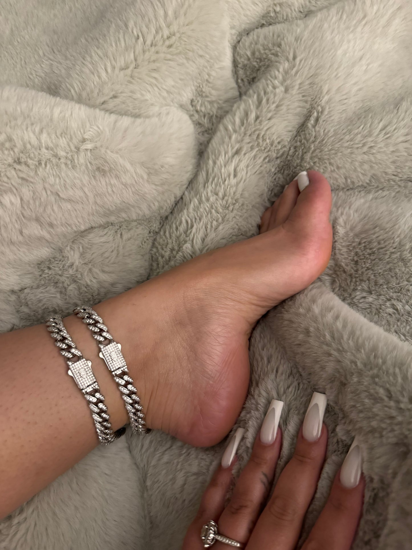 Iced Cuban Anklet-sliver